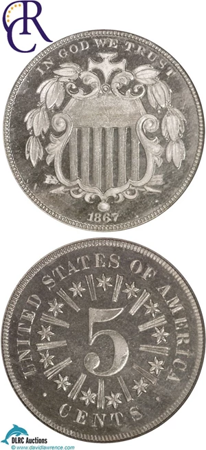 image for: 1867 5c Rays NGC Proof 66 Cameo