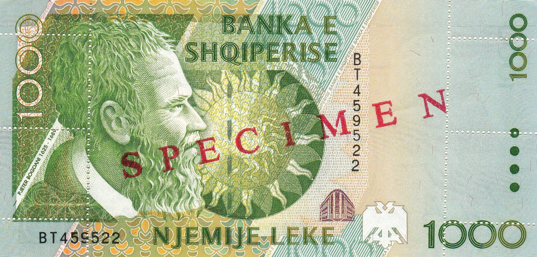  Diagonal red SPECIMEN ovpt front; grid perfs; normal s/n 