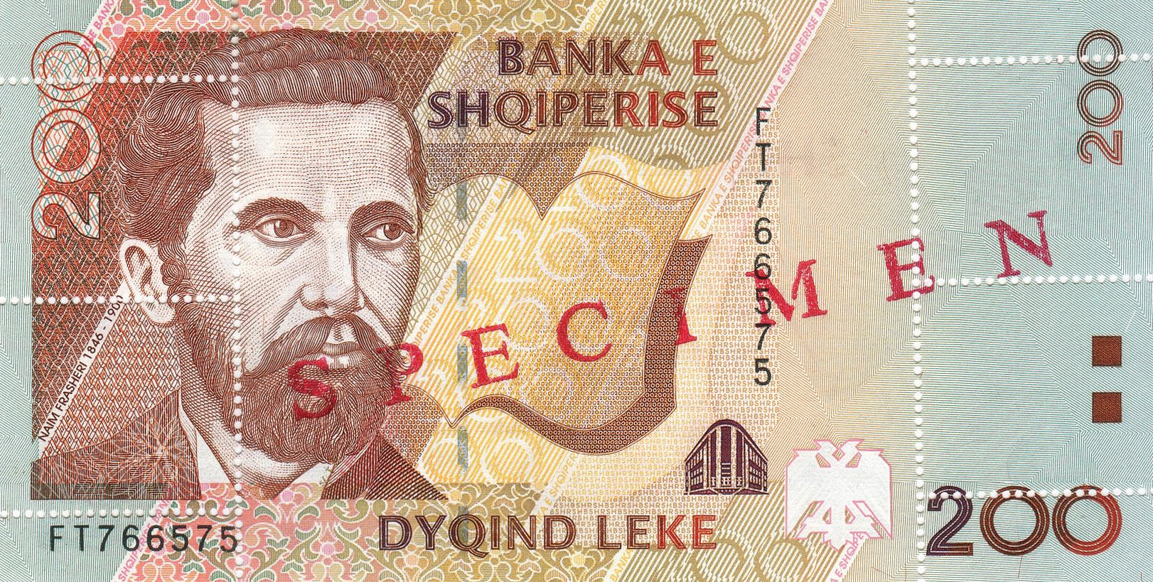  Diagonal red SPECIMEN ovpt front; grid perfs; normal s/n 