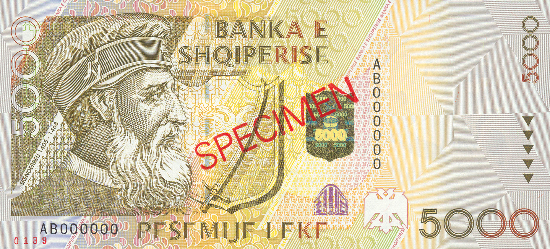  Diagonal red SPECIMEN ovpt front/back; horizontal red # ovpt lower left; all-zero s/n 