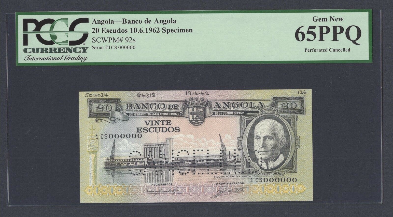  Horizontal CANCELLED perf; all-zero s/n 