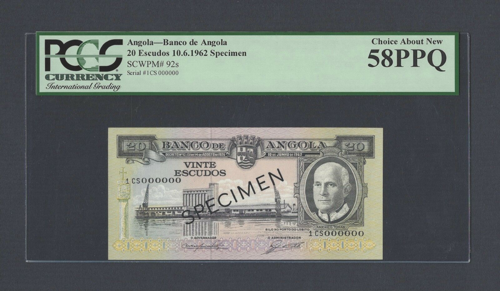  Diagonal black SPECIMEN ovpt front/back; all-zero s/n 