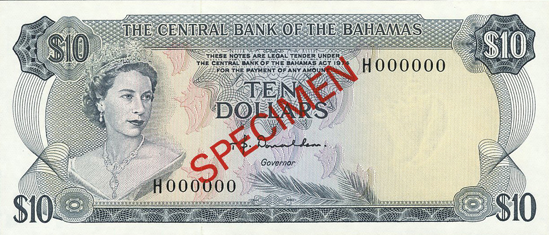  Diagonal red SPECIMEN ovpt front/back; all-zero s/n 