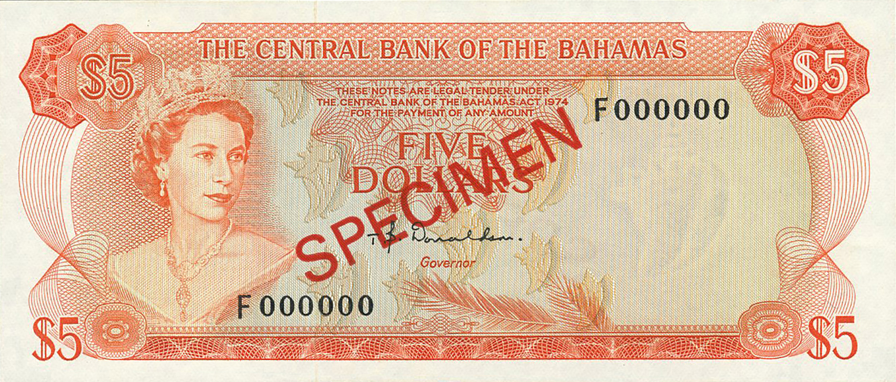  Diagonal red SPECIMEN ovpt front/back; all-zero s/n 