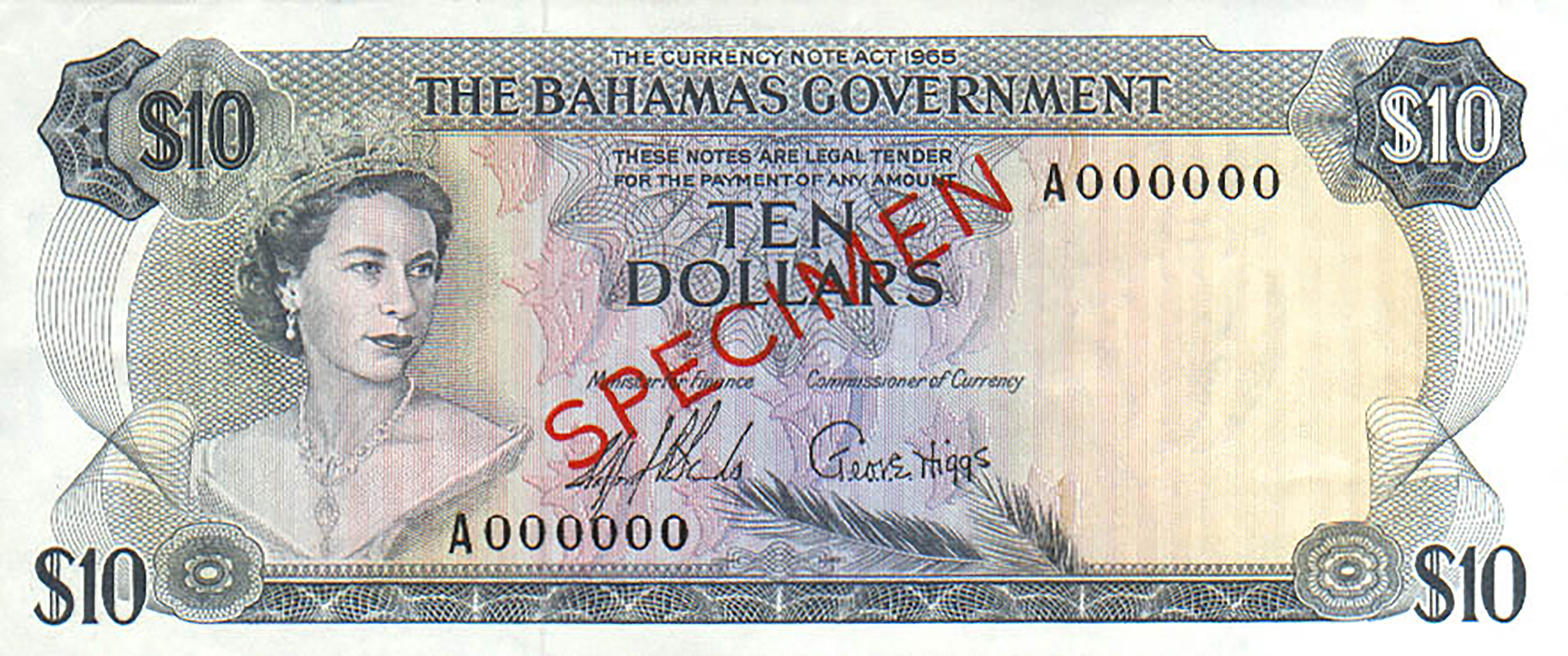  Diagonal red SPECIMEN ovpt front/back; all-zero s/n 