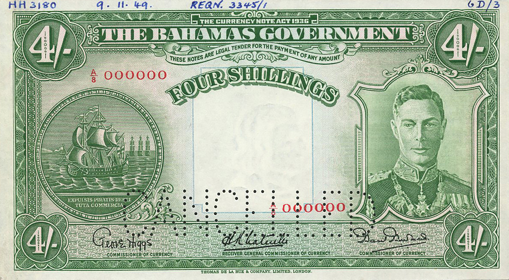  Horizontal CANCELLED perf; all-zero s/n 