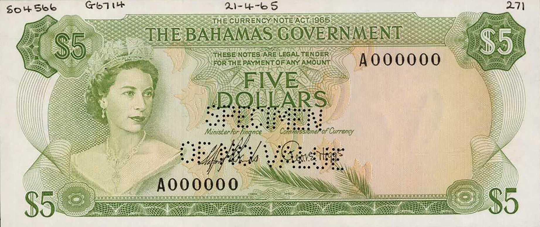  Horizontal SPECIMEN / OF NO VALUE perf; all-zero s/n 