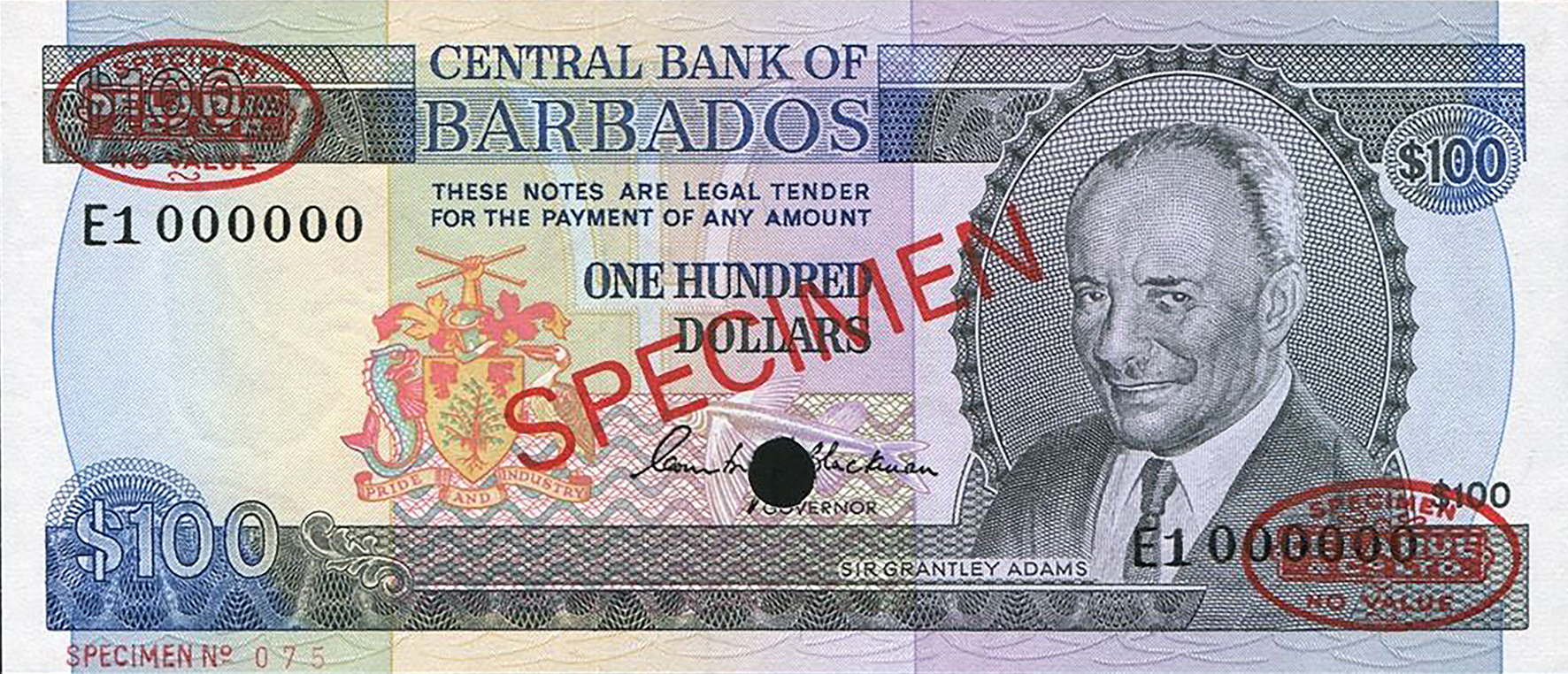  Diagonal red SPECIMEN and DLR oval ovpts; horizontal red SPECIMEN NO # ovpt lower left; all-zero s/n 