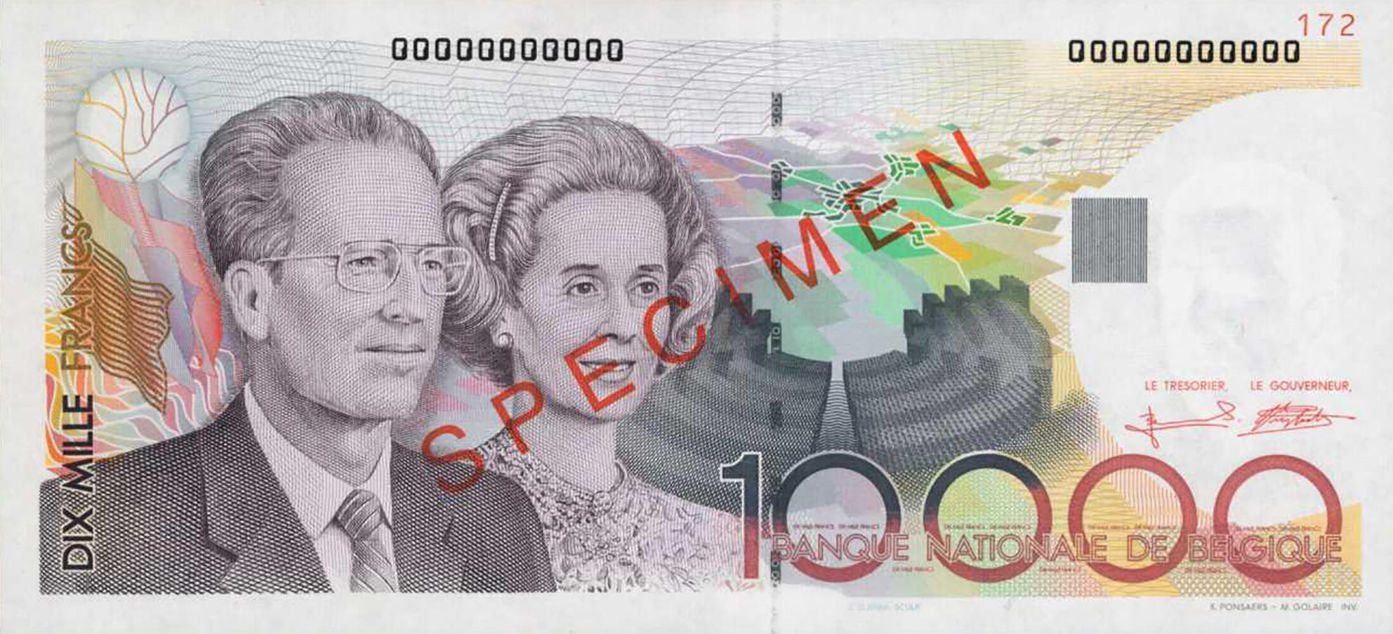  Diagonal red SPECIMEN ovpt front/back; horizontal red # ovpt upper right front; all-zero s/n 