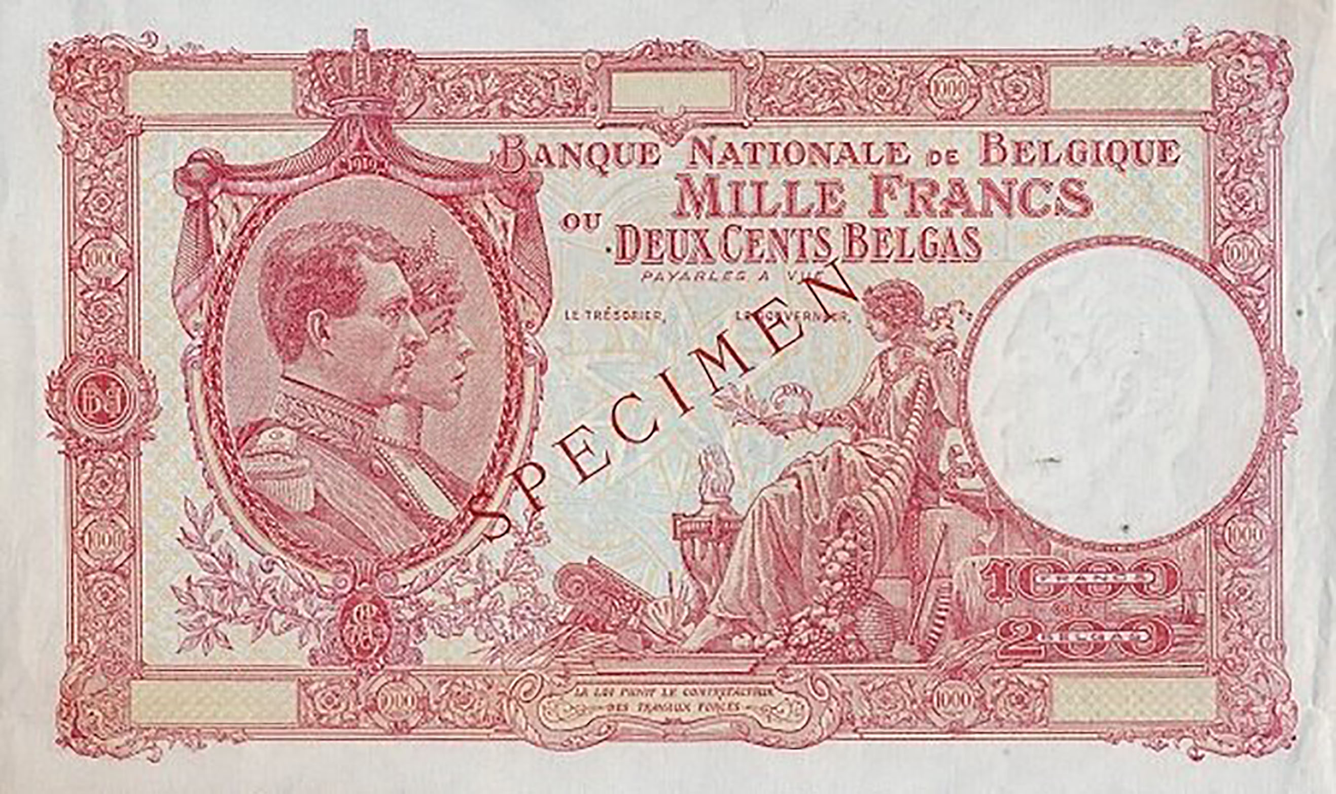  Diagonal red SPECIMEN ovpt front/back; no date; no sig ; no s/n 