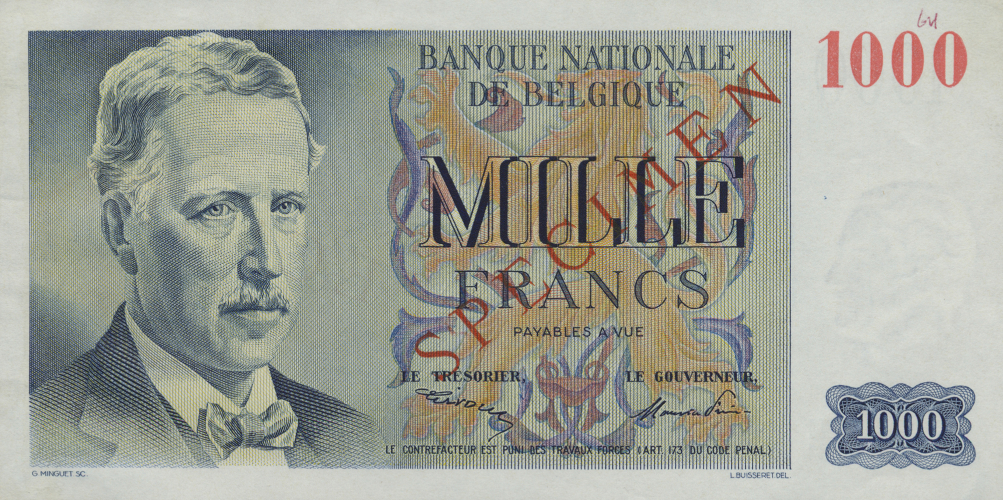  Diagonal red SPECIMEN ovpt front/back; no date; no s/n 