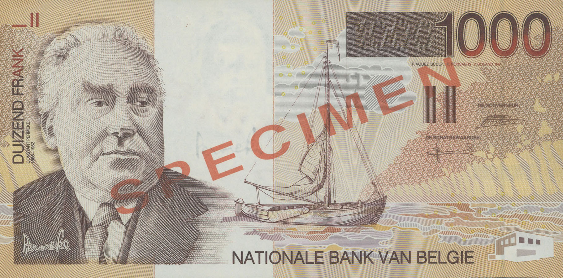  Diagonal red SPECIMEN ovpt front/back; horizontal red # ovpt upper right back; all-zero s/n 