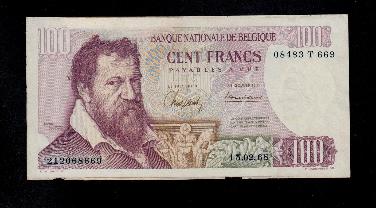  01 02 1962 - 15 04 1968 Sig Magdonelle/Ansiaux Series 00001 - 08483 574,550,000 notes (all) 