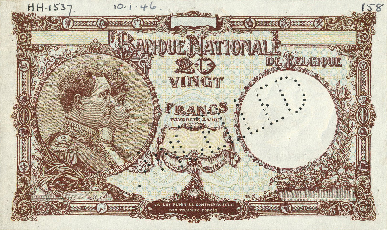  Diagonal CANCELLED perf; no date; no sig ; no s/n; handwritten 10 1 46 