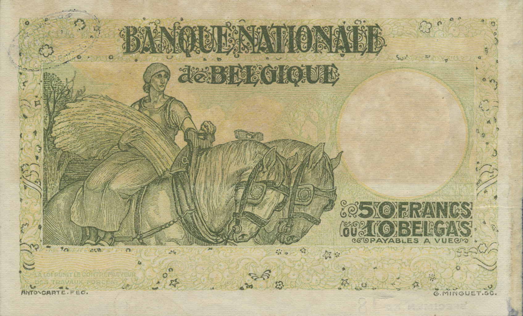  Black DLR oval ovpt back; horizontal black SPECIMEN No # ovpt lower left; no date; no sig front; no s/n 