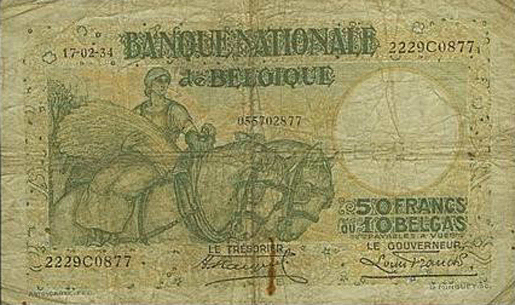  01 10 1928 - 20 04 1934 Sig Stacquet/Franck Series 0274 - 2229 49,800,000 notes 