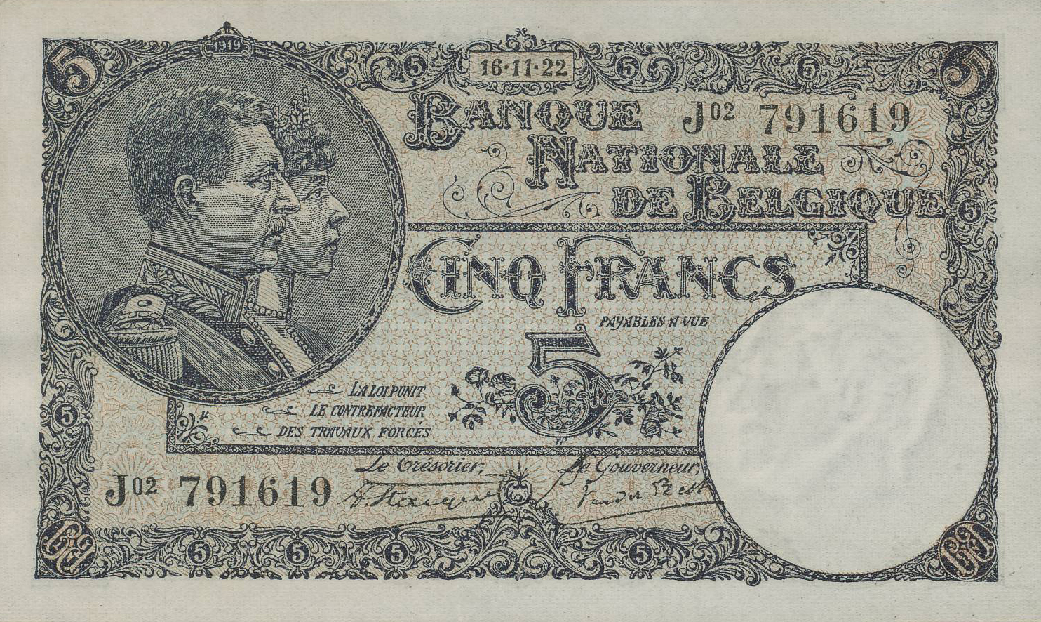  01 04 1922 - 16 11 1922 Sig Stacquet/Van der Rest Date format DD•MM•YY Series A01 - J02 138,000,000 notes 