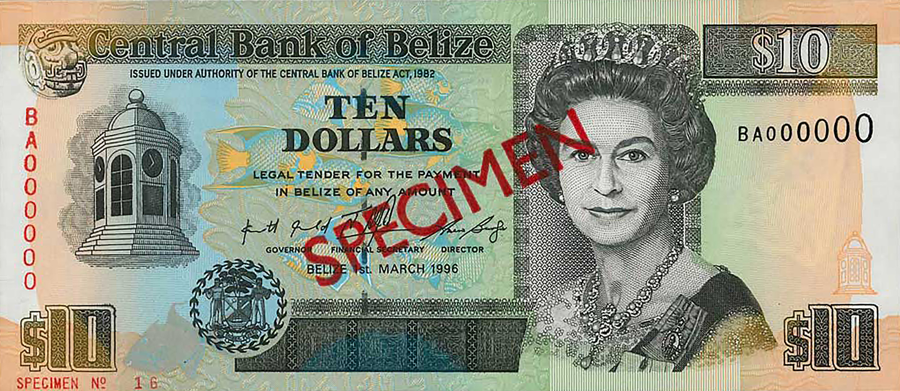  Diagonal red SPECIMEN ovpt front/back; horizontal red SPECIMEN No # ovpt lower left front; all-zero s/n 