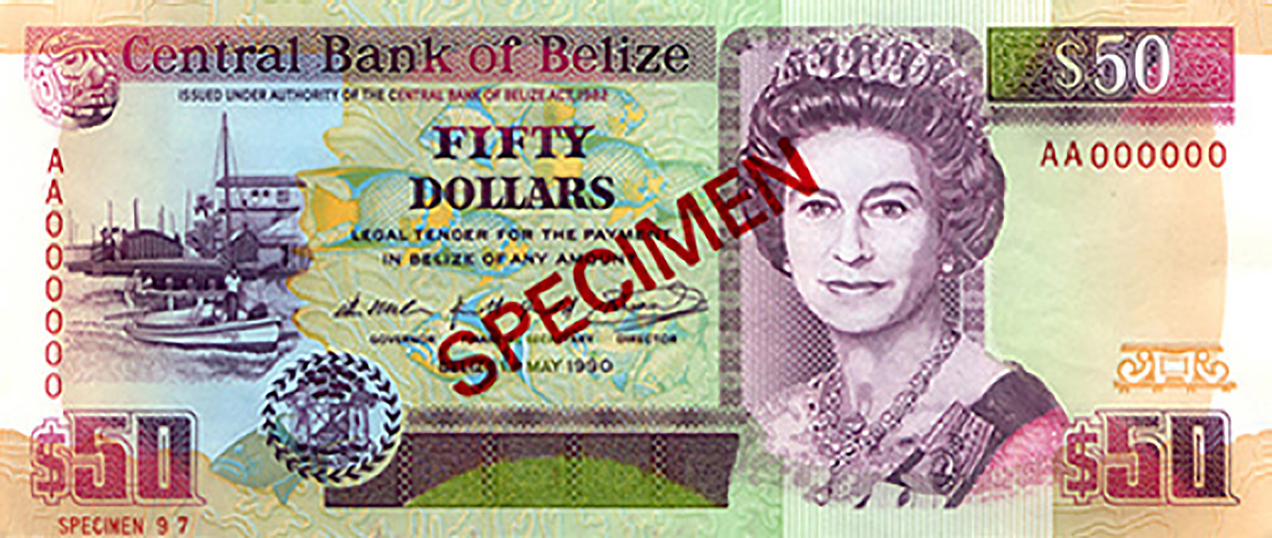  Diagonal red SPECIMEN ovpt front/back; horizontal red SPECIMEN No # ovpt lower left front; all-zero s/n 