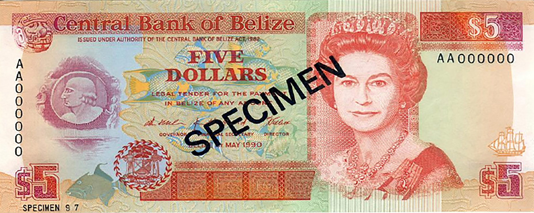  Diagonal red SPECIMEN ovpt front/back; horizontal red SPECIMEN No # ovpt lower left front; all-zero s/n 