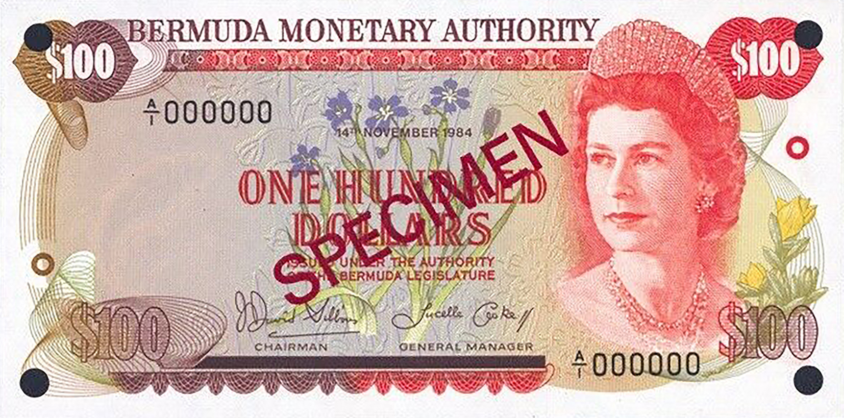  Diagonal red SPECIMEN ovpt front/back; all-zero s/n 