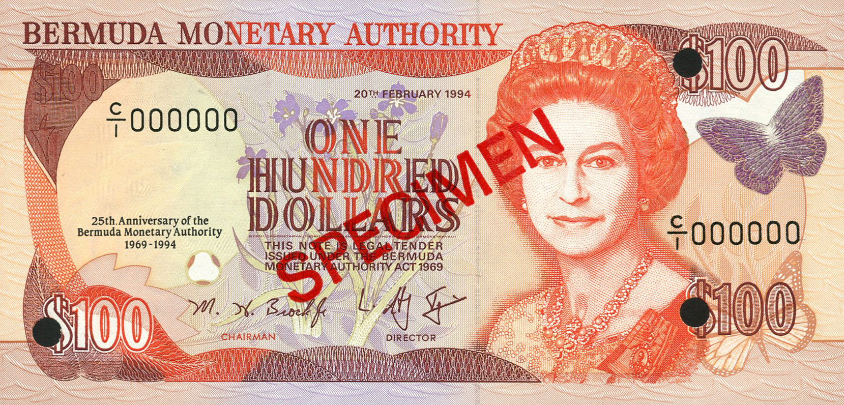  Diagonal red SPECIMEN ovpt front/back; all-zero s/n 