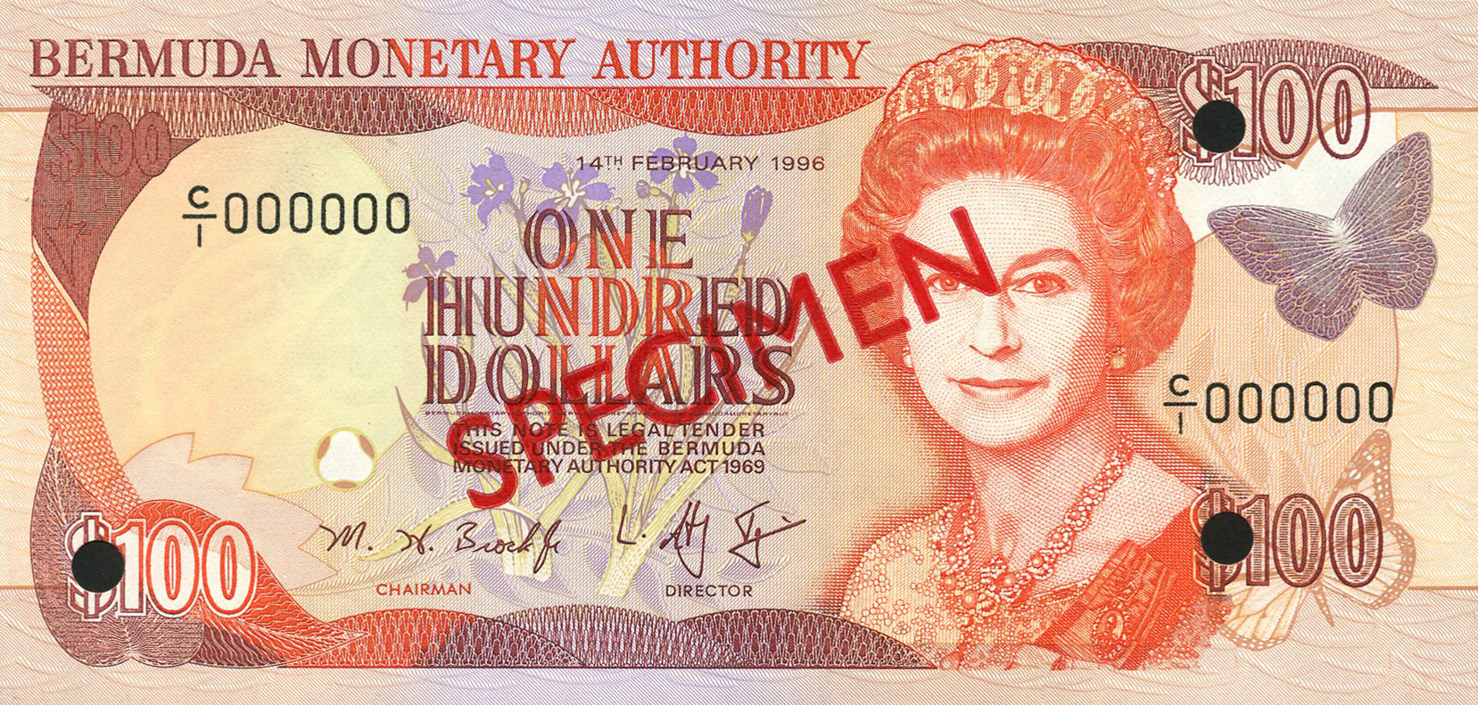  Diagonal red SPECIMEN ovpt front/back; all-zero s/n 