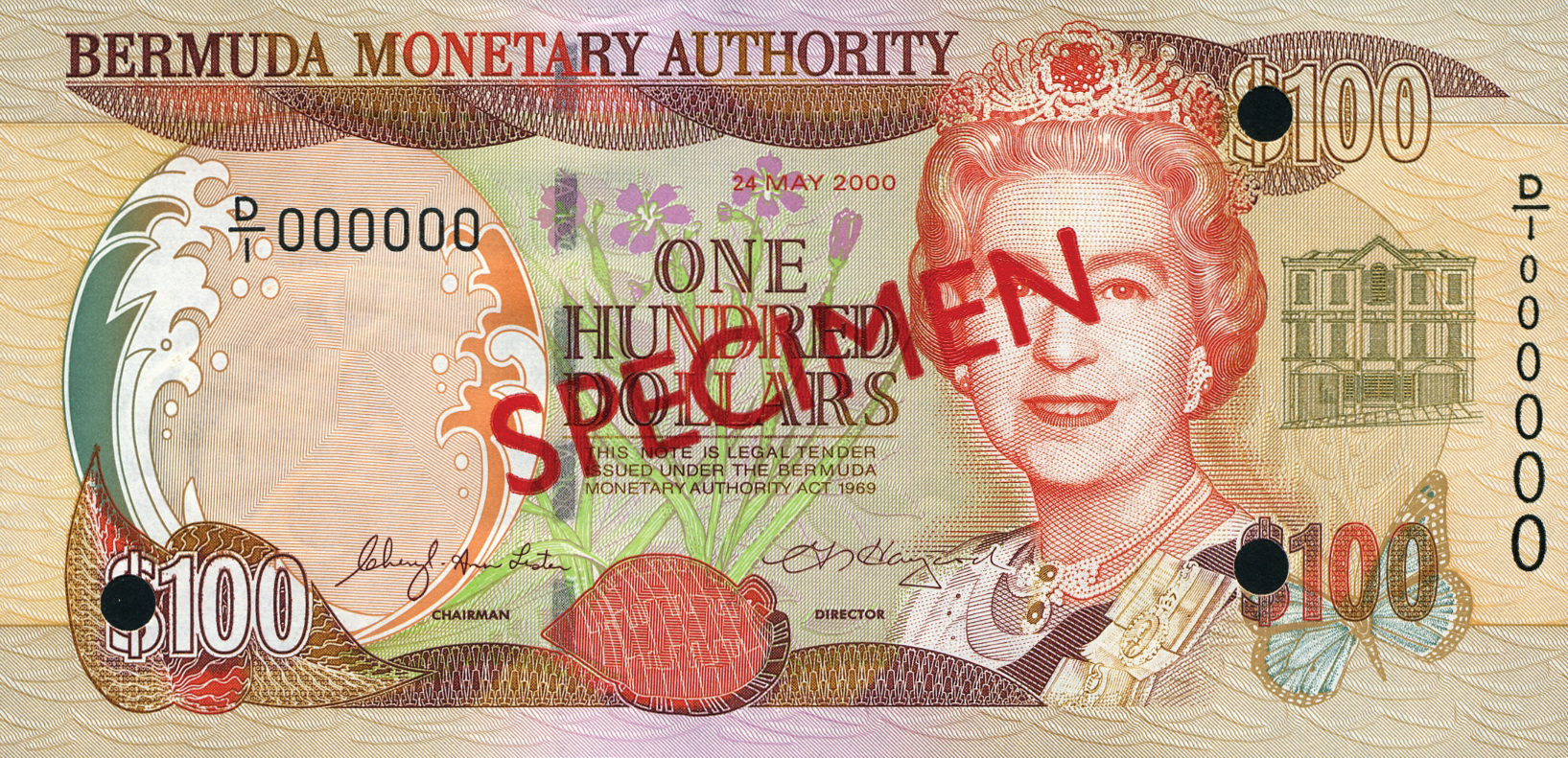  Diagonal red SPECIMEN ovpt front/back; all-zero s/n 