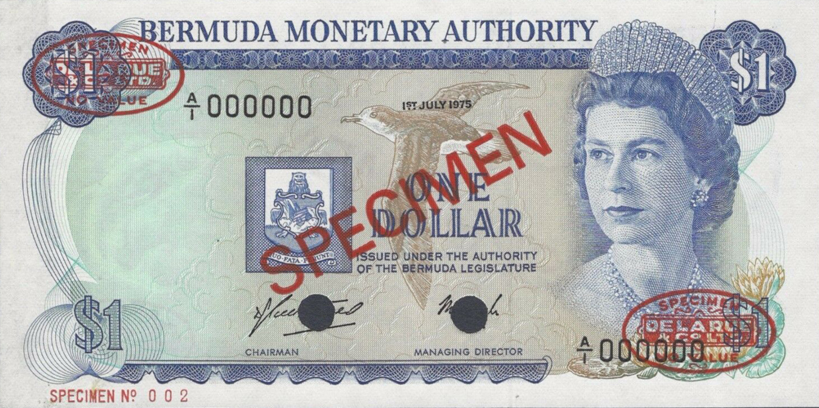  Diagonal red SPECIMEN and DLR oval ovpts; horizontal red SPECIMEN No # ovpt lower left; all-zero s/n 