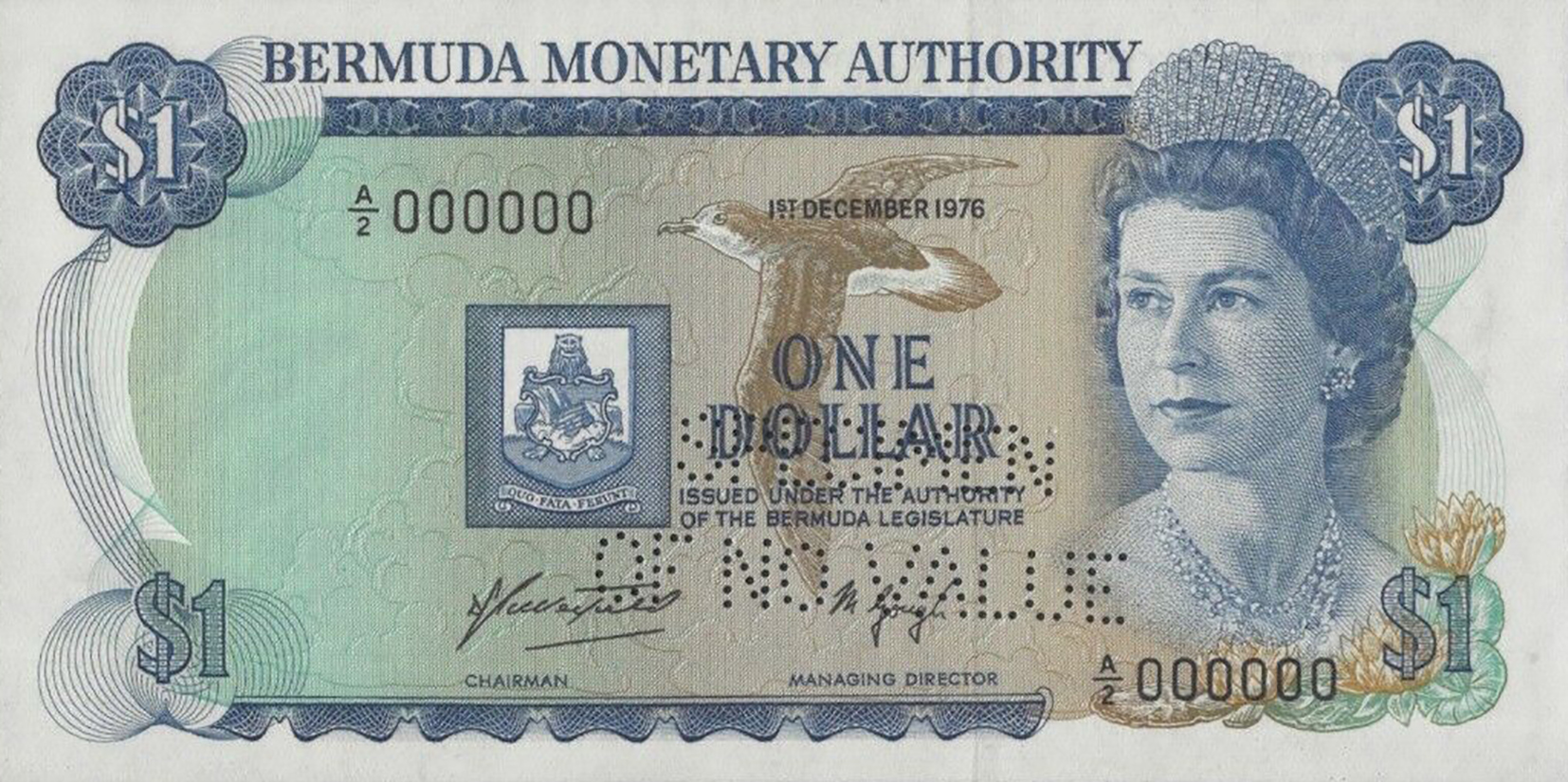  Horizontal SPECIMEN / OF NO VALUE perf; all-zero s/n 