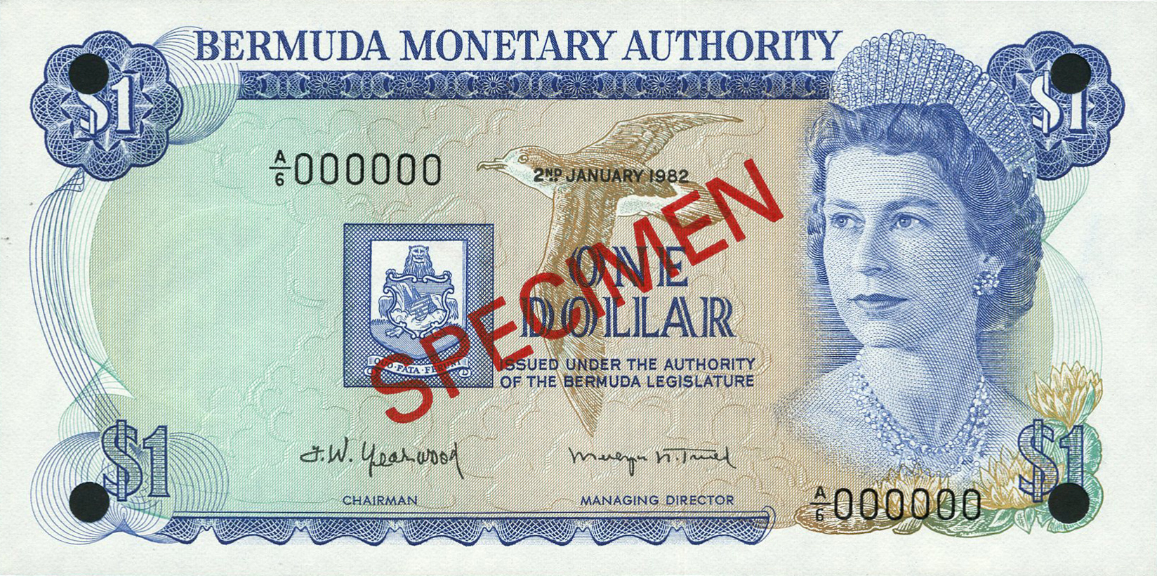  Diagonal red SPECIMEN ovpt front/back; all-zero s/n 