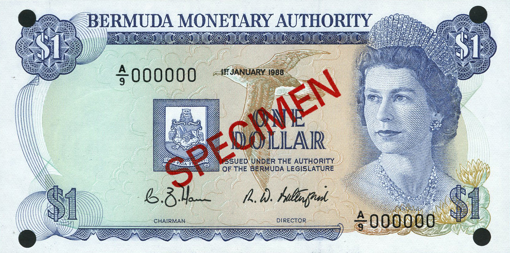  Diagonal red SPECIMEN ovpt front/back; all-zero s/n 