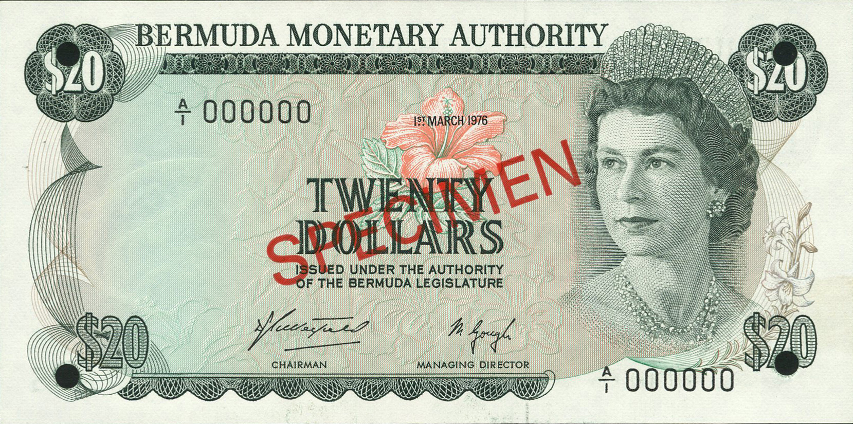  Diagonal red SPECIMEN ovpt front/back; all-zero s/n 