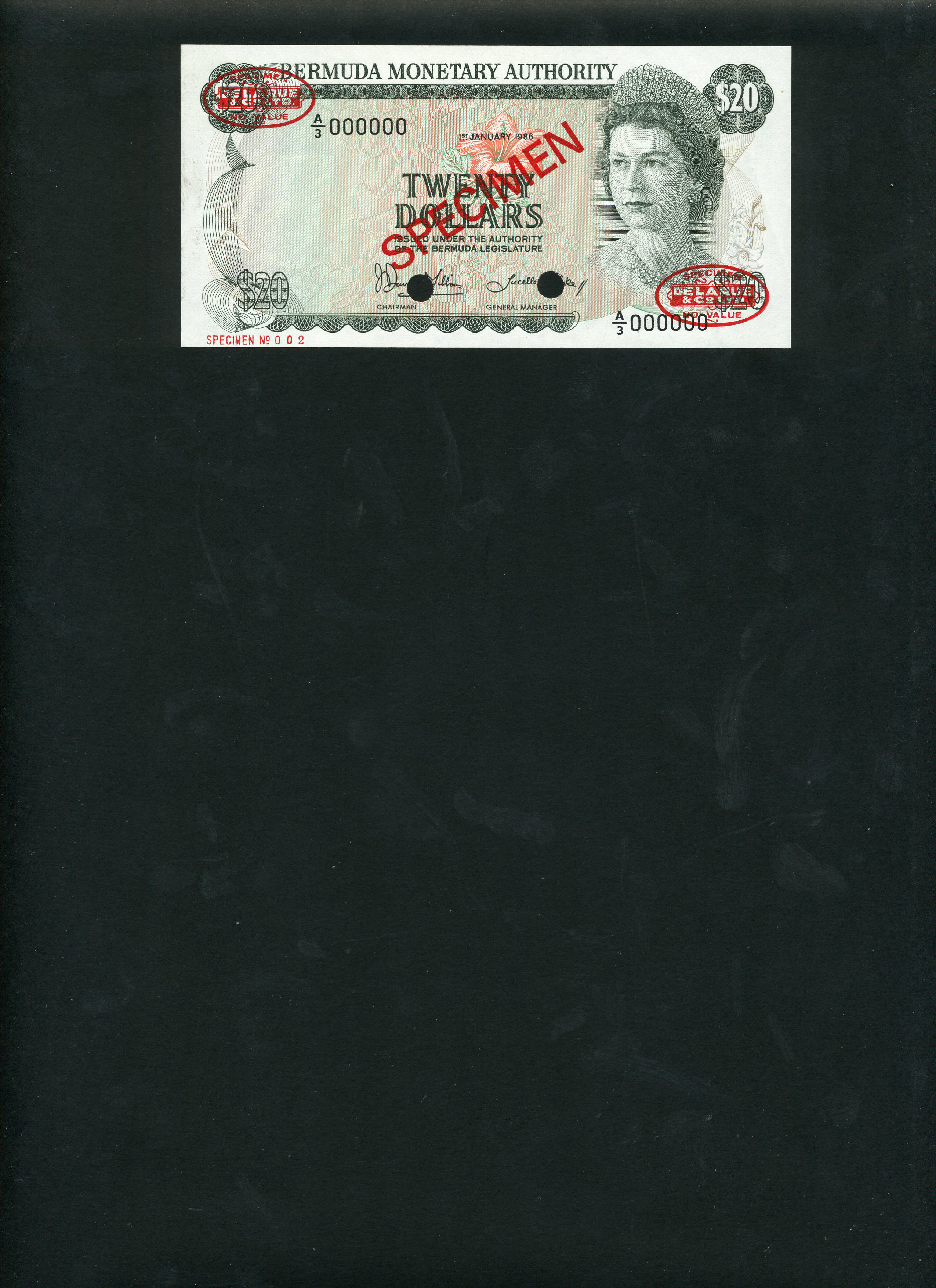  Diagonal red SPECIMEN and DLR oval ovpts; horizontal red SPECIMEN No # ovpt lower left; all-zero s/n 