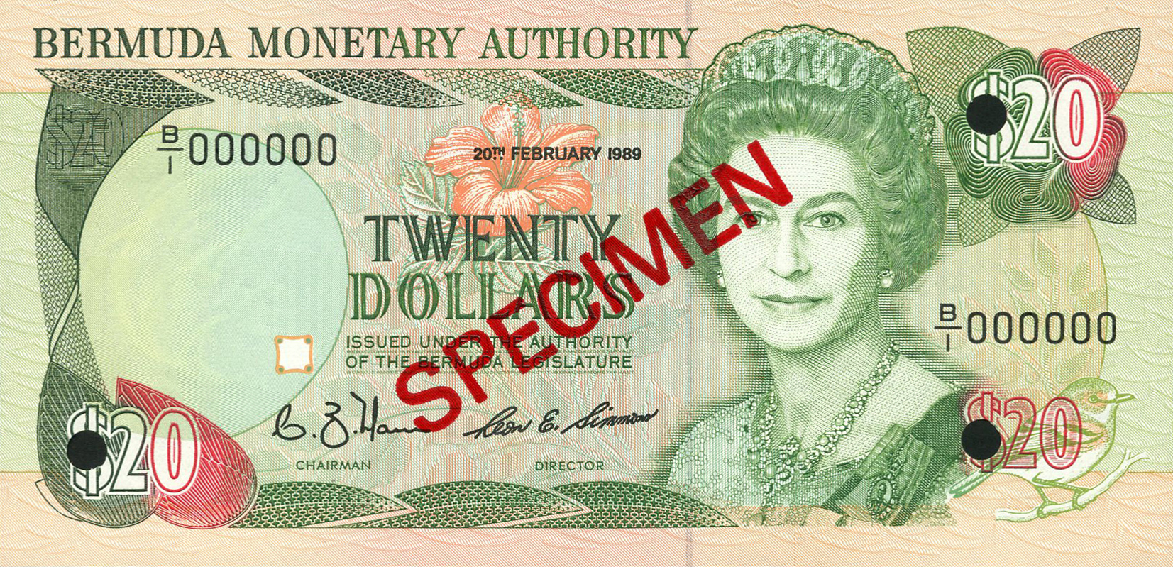  Diagonal red SPECIMEN ovpt front/back; all-zero s/n 