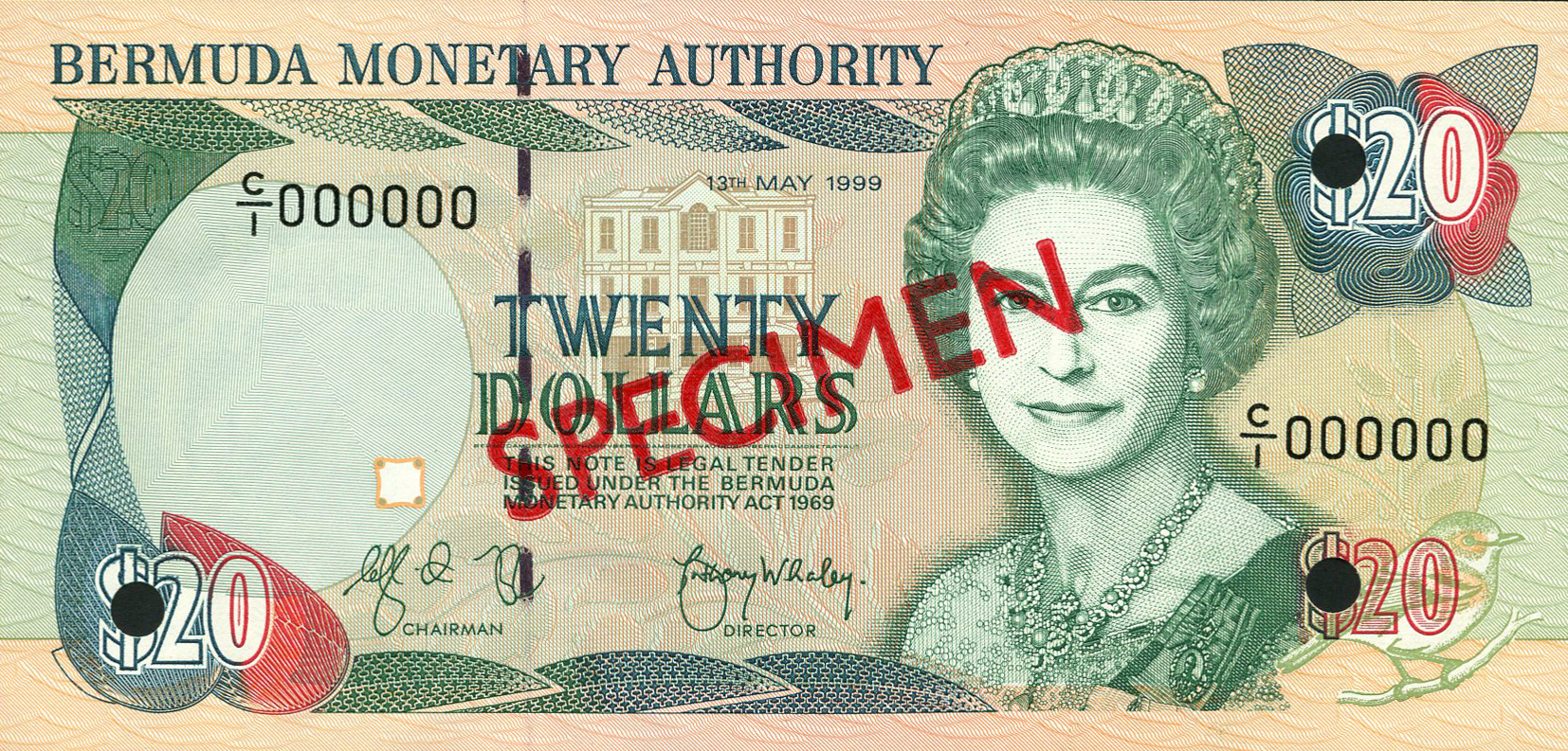  Diagonal red SPECIMEN ovpt front/back; all-zero s/n 