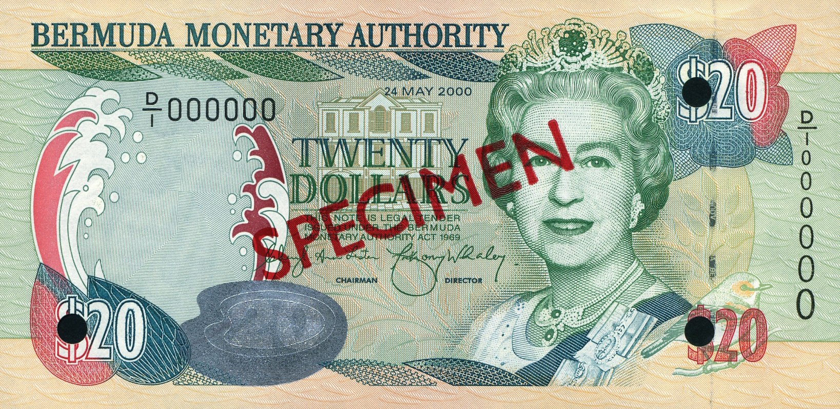  Diagonal red SPECIMEN ovpt front/back; all-zero s/n 