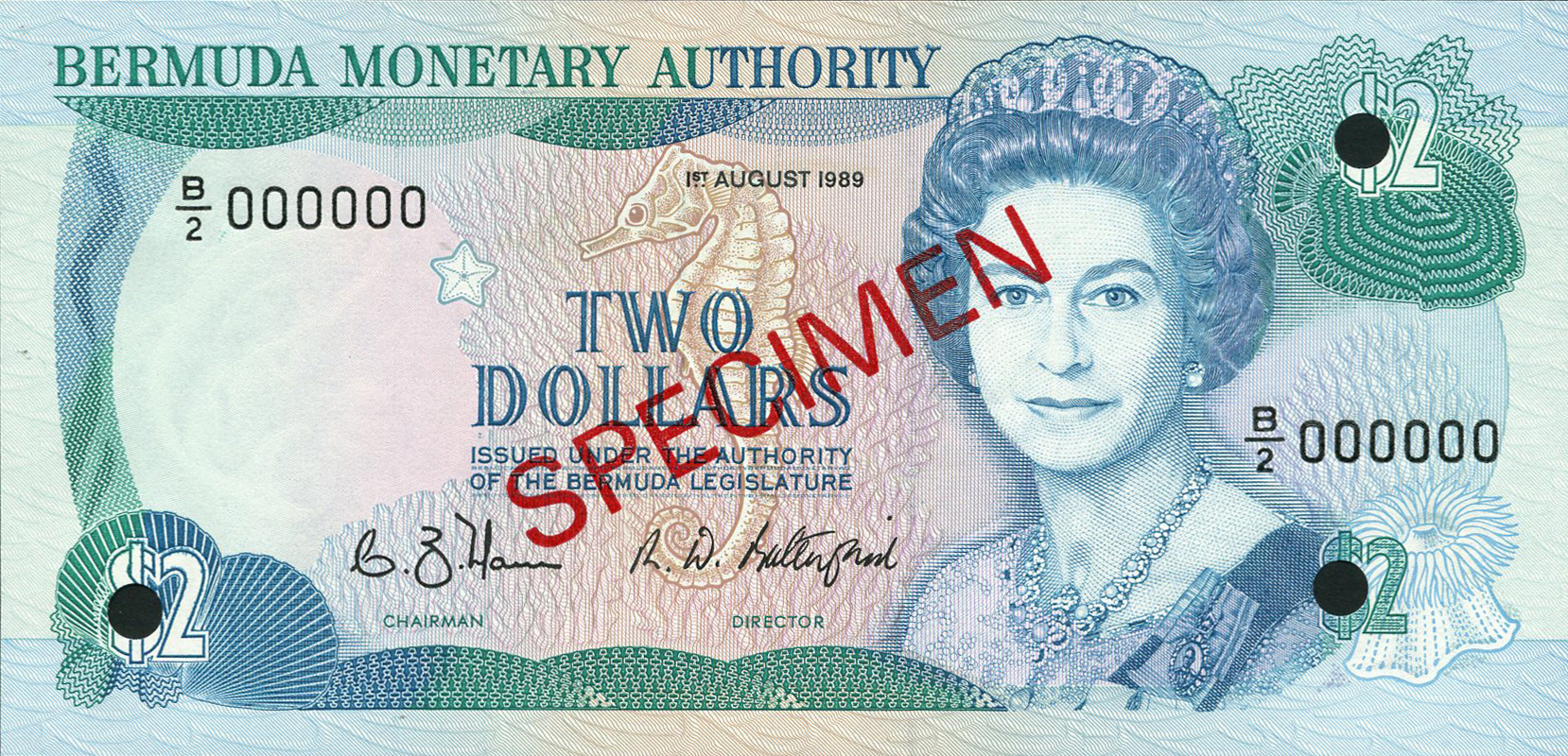  Diagonal red SPECIMEN ovpt front/back; all-zero s/n 