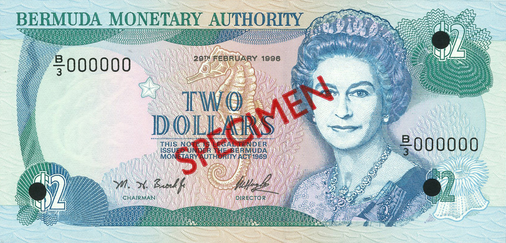  Diagonal red SPECIMEN ovpt front/back; all-zero s/n 