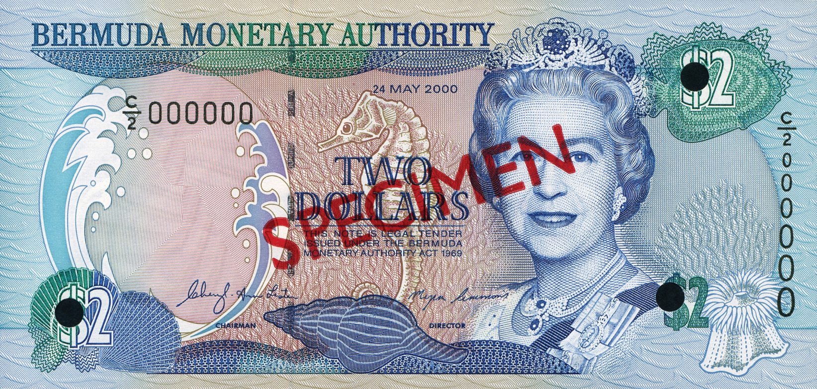  Diagonal red SPECIMEN ovpt front/back; all-zero s/n 