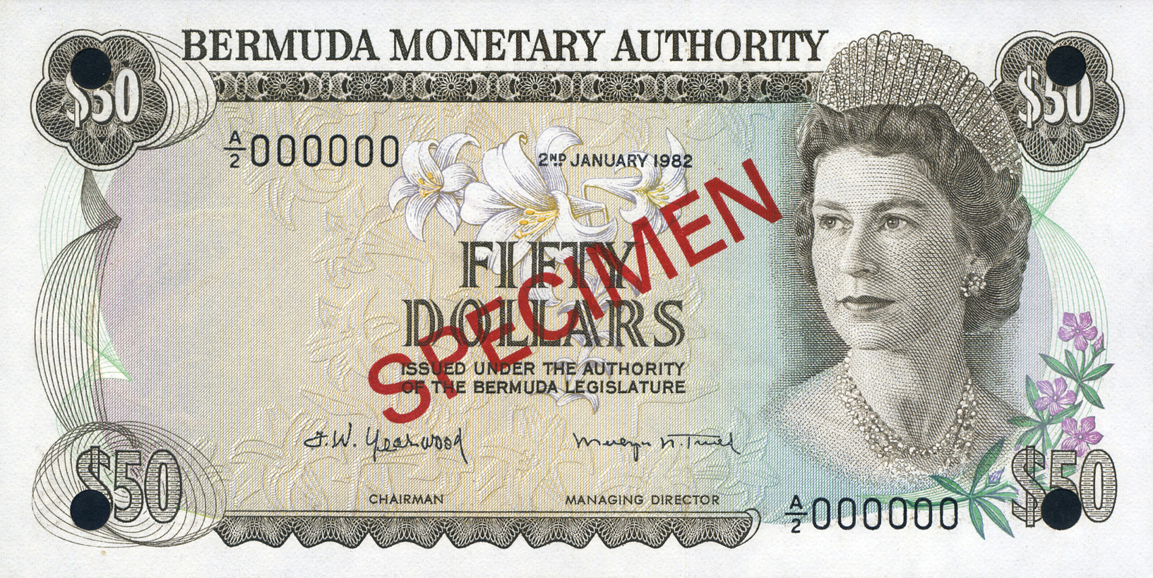  Diagonal red SPECIMEN ovpt front/back; all-zero s/n 