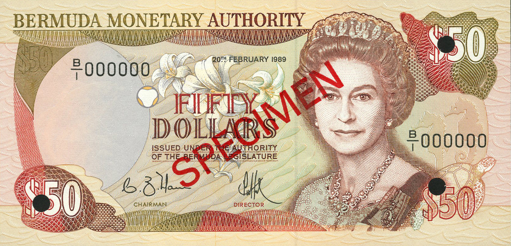  Diagonal red SPECIMEN ovpt front/back; all-zero s/n 