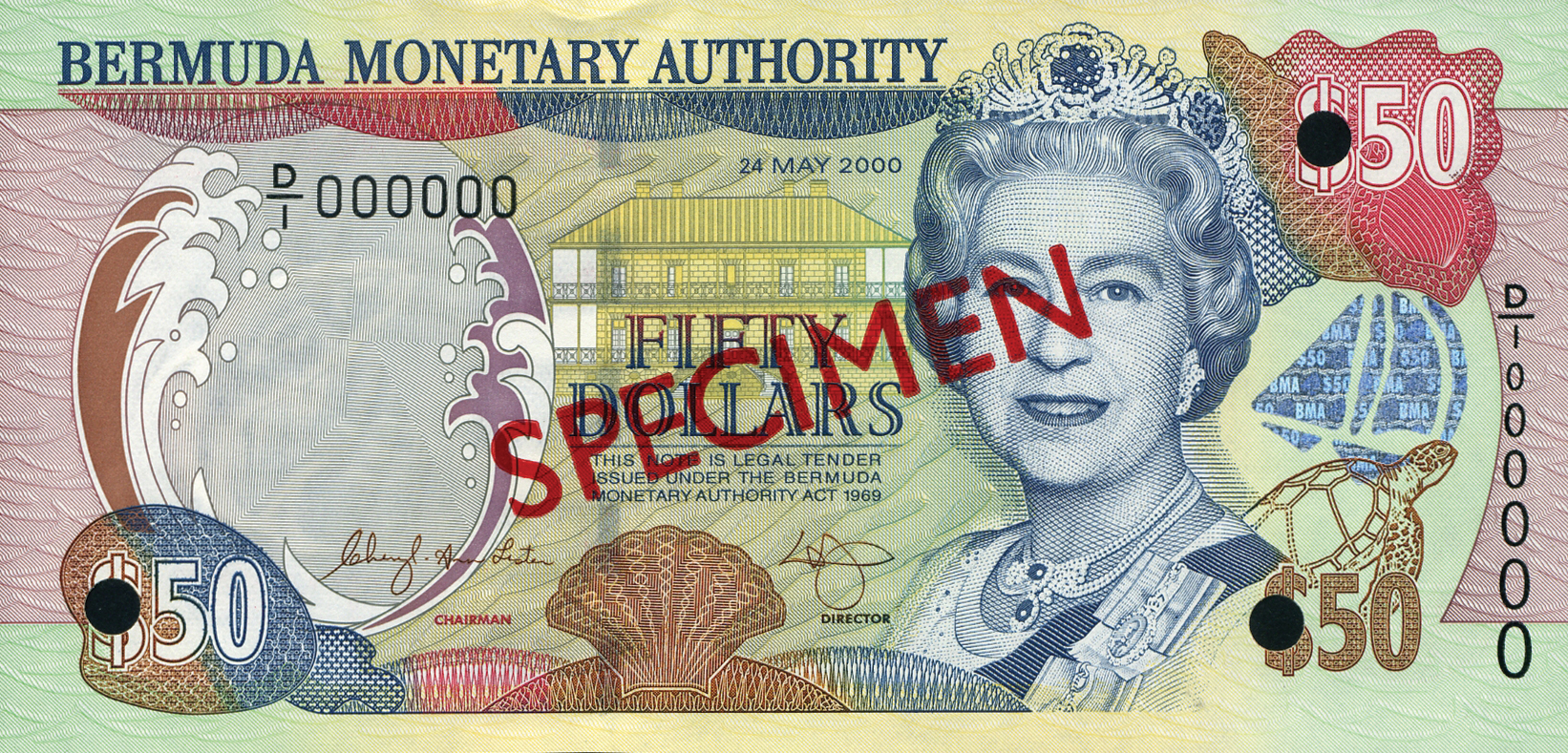  Diagonal red SPECIMEN ovpt front/back; all-zero s/n 