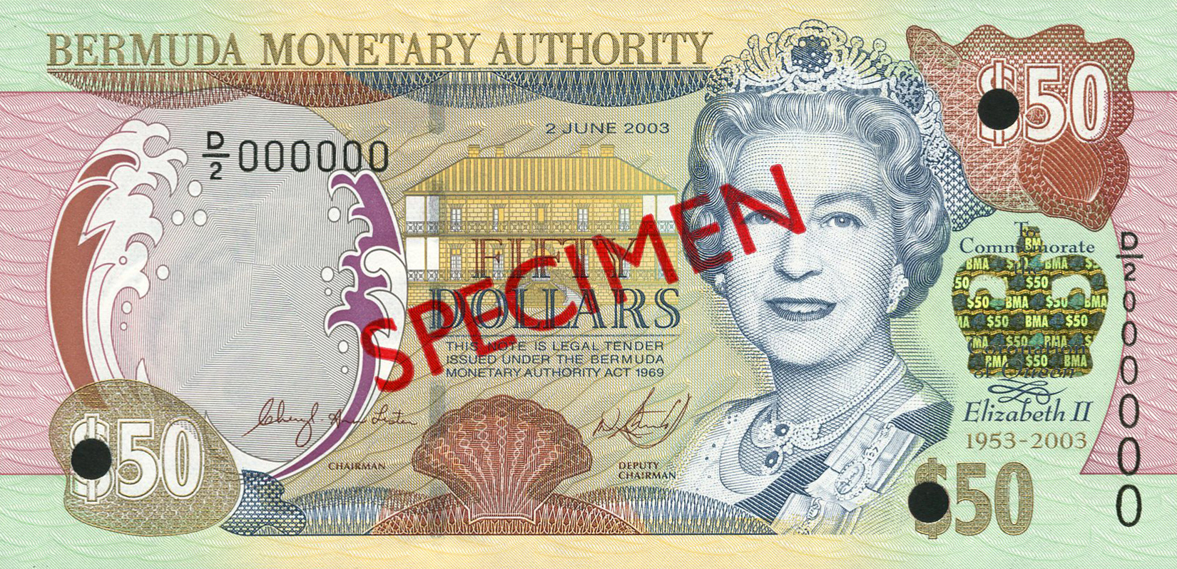  Diagonal red SPECIMEN ovpt front/back; all-zero s/n 