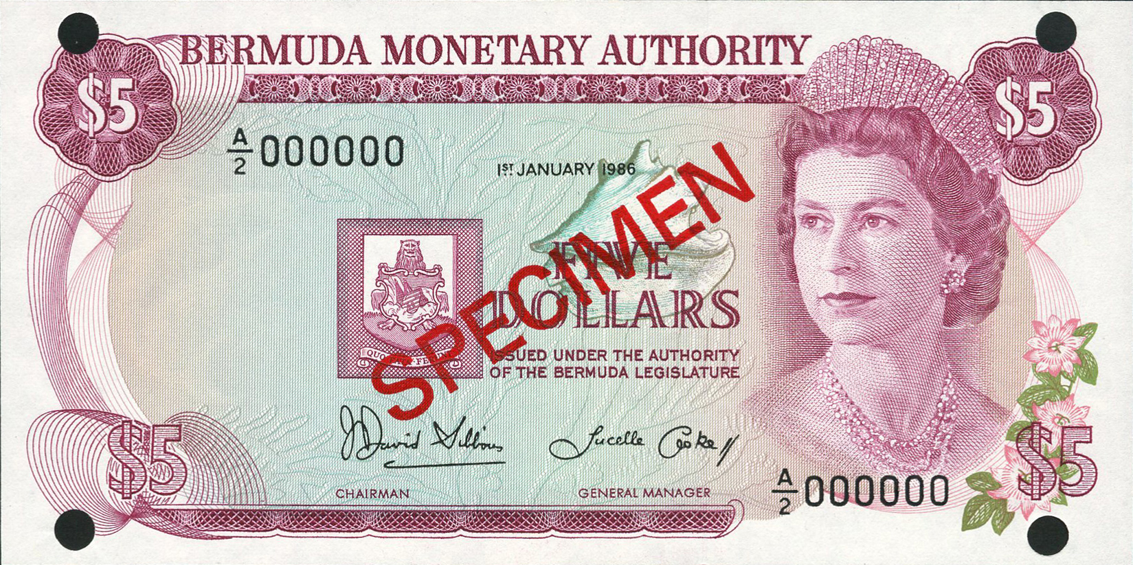  Diagonal red SPECIMEN ovpt front/back; all-zero s/n 