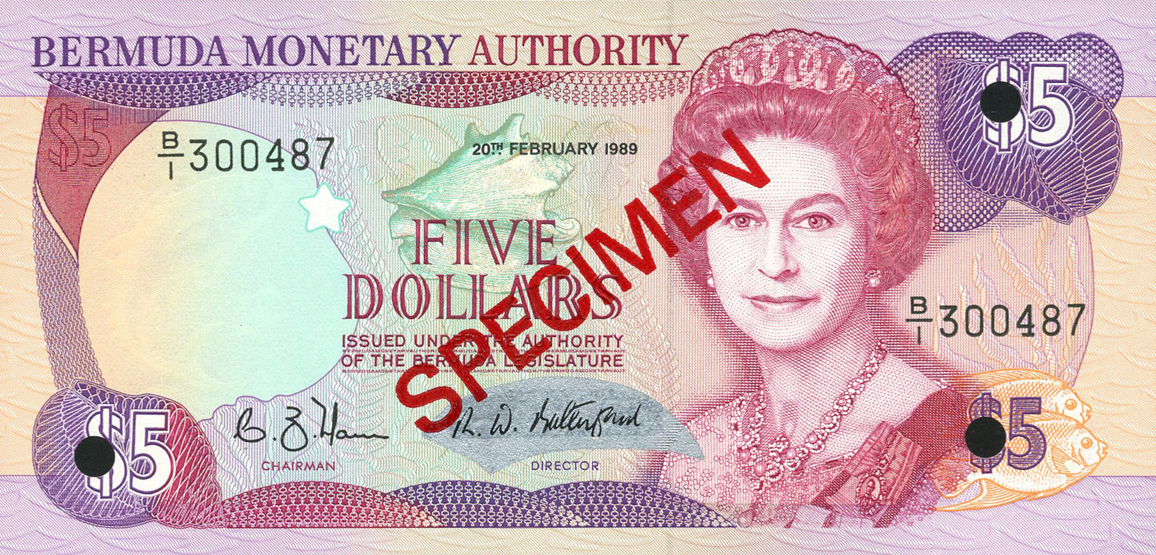  Diagonal red SPECIMEN ovpt front/back; normal s/n 