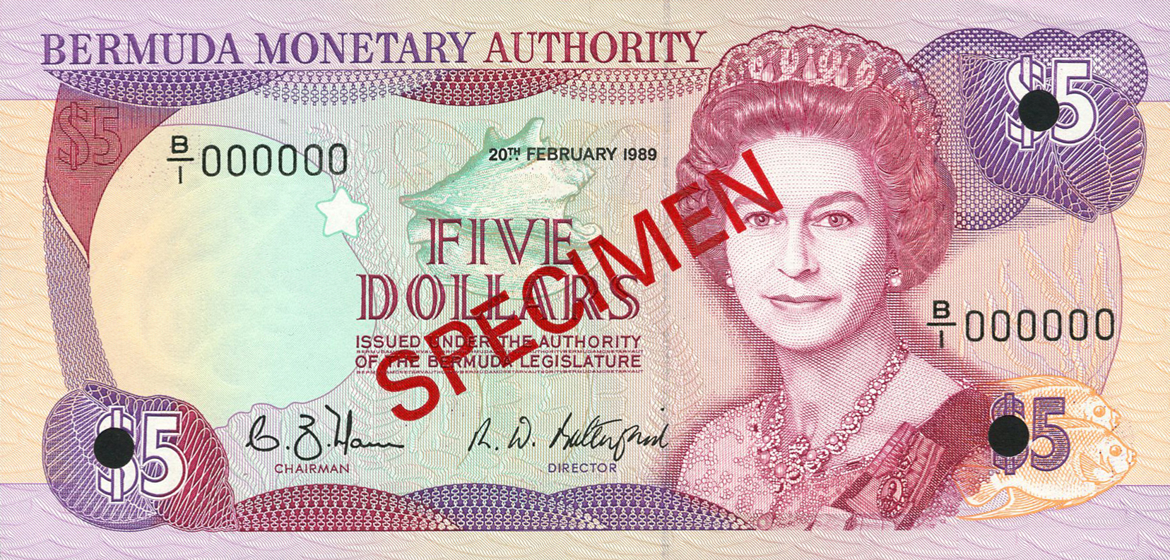  Diagonal red SPECIMEN ovpt front/back; all-zero s/n 