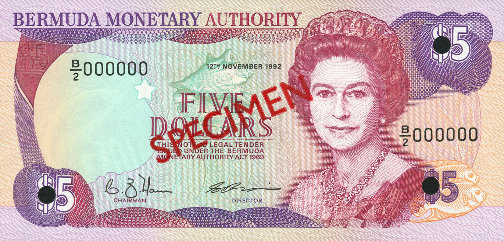  Diagonal red SPECIMEN ovpt front/back; all-zero s/n 