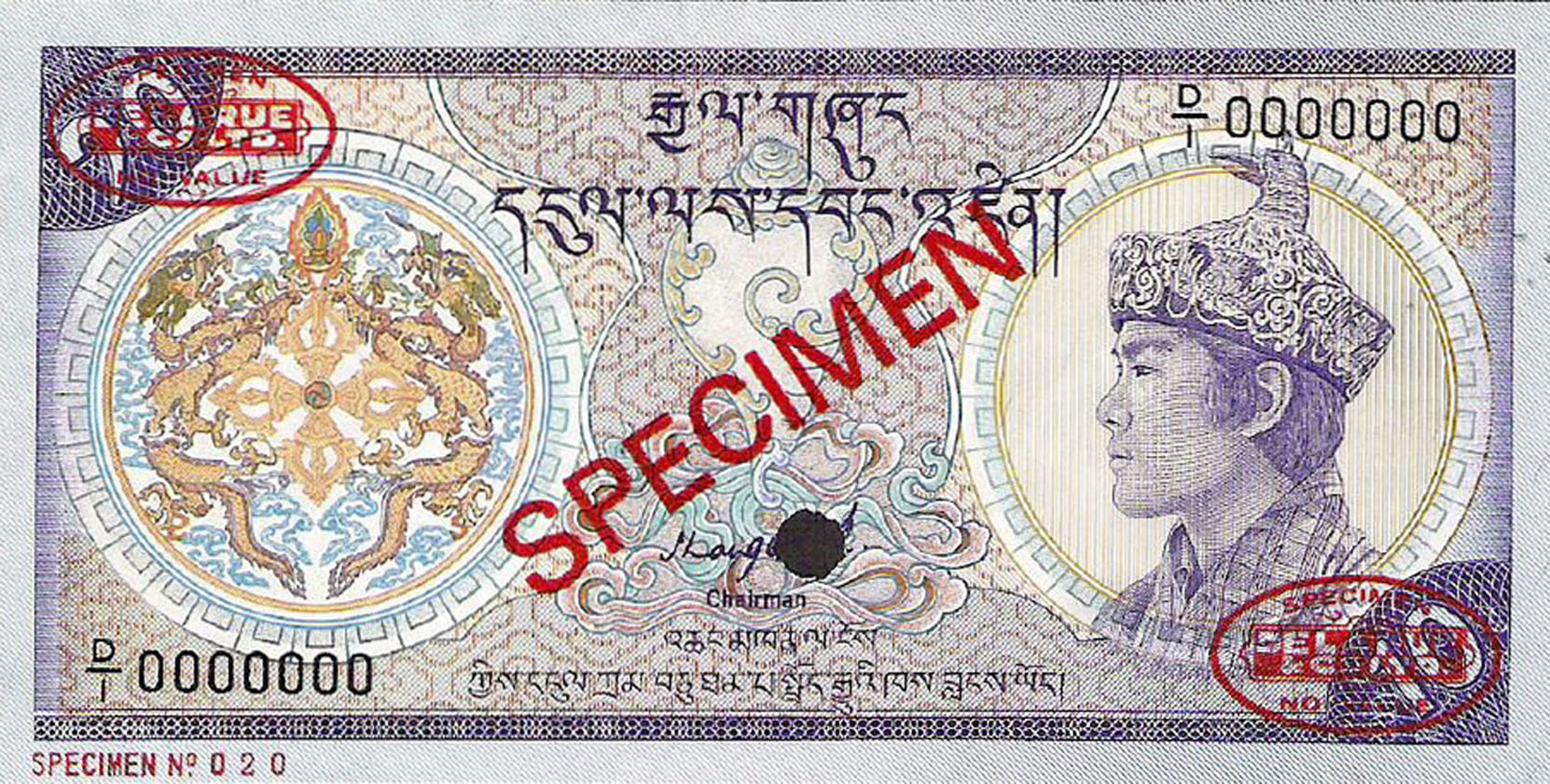  Diagonal red SPECIMEN and DLR oval ovpts; horizontal red SPECIMEN NO # ovpt lower left; all-zero s/n 