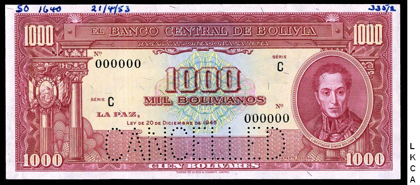  Horizontal CANCELLED perf; no sig ; all-zero s/n 